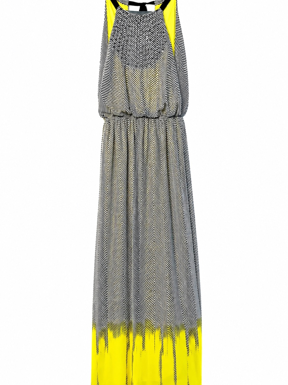 NWT Vince Camuto Black & Yellow Striped Maxi Dress